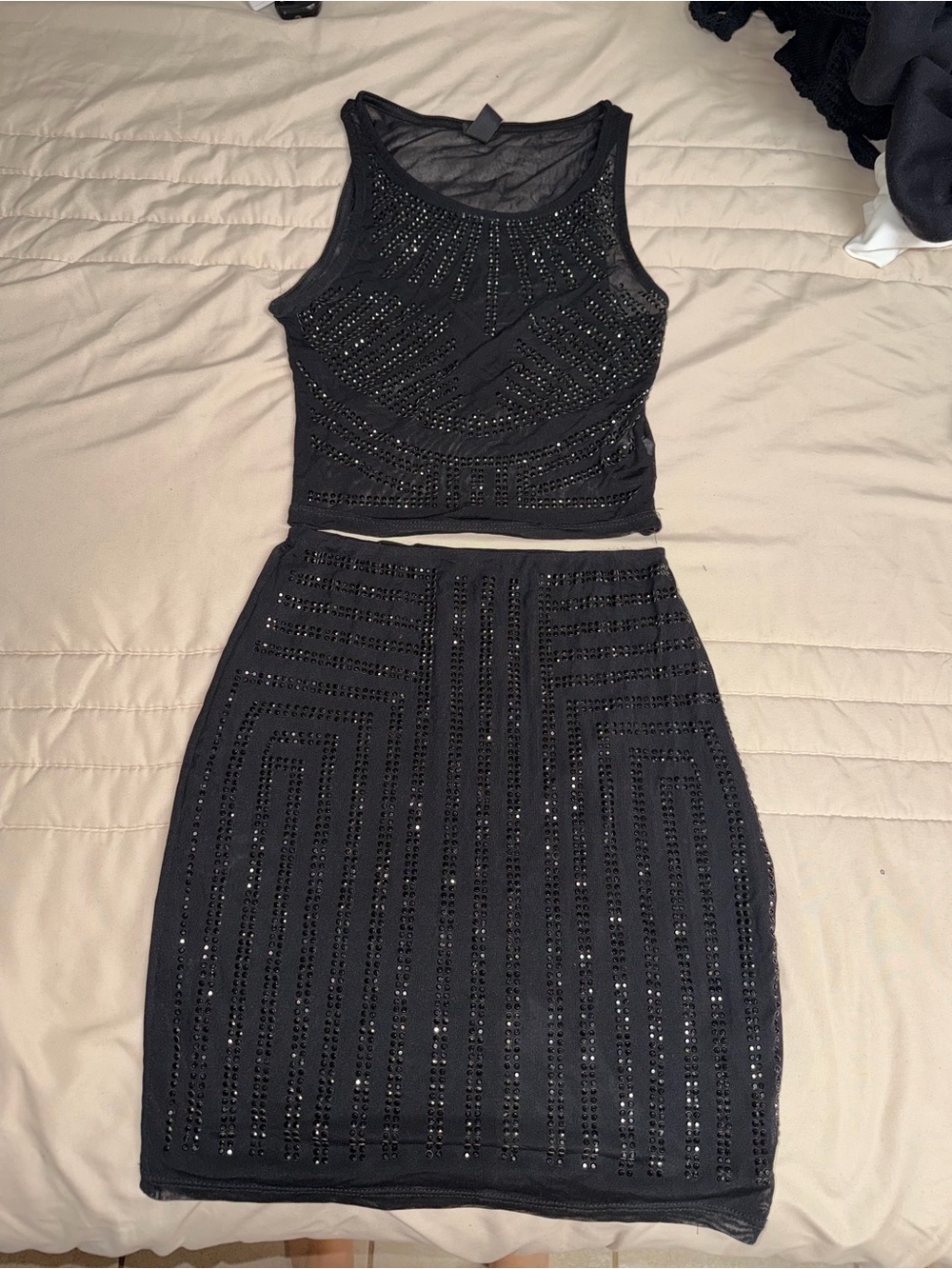 Windsor Black Beaded Pencil Skirt Set